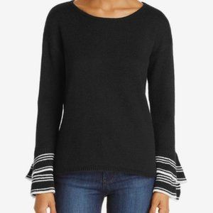 Aqua Bell Sleeve Black Sweater